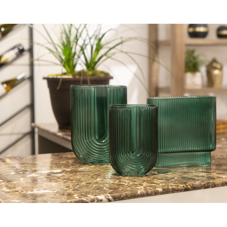 Emerald Green Art Deco Glass Table Vase