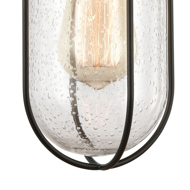 Lakeshore Drive Matte Black 1-Light Sconce with Seedy Glass Shade