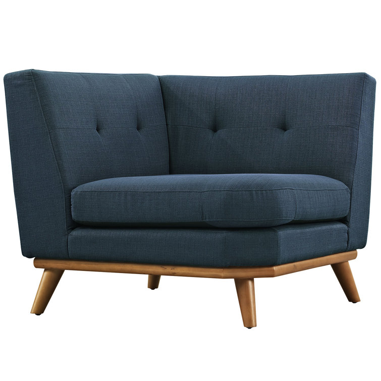 Azure Upholstered Fabric Corner Sofa with Rubber Wood Legs
