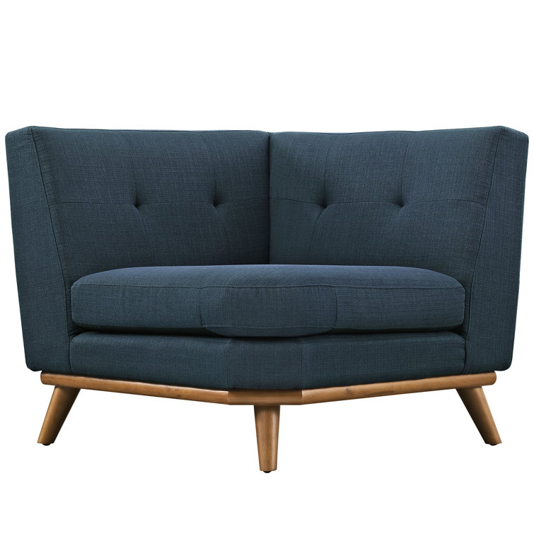 Azure Upholstered Fabric Corner Sofa with Rubber Wood Legs