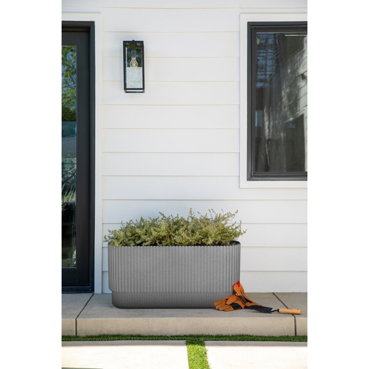 Demi 30" Gray Concrete-Composite Long Planter Set