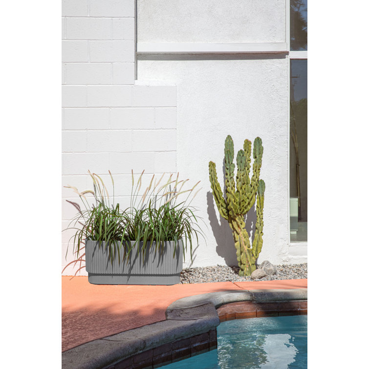 Demi 30" Gray Concrete-Composite Long Planter Set