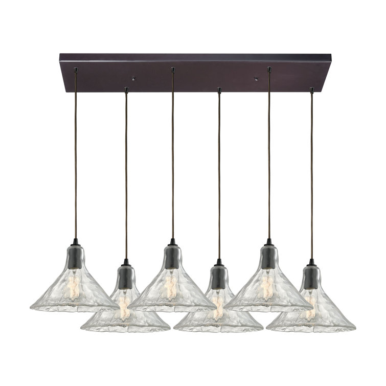 Oil Rubbed Bronze 6-Light Glass Pendant Chandelier