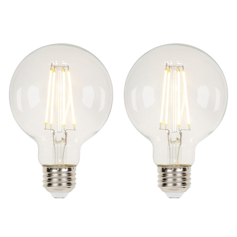 Clear Dimmable LED Filament Globe Bulbs, 5.5 Watt, Pack of 2