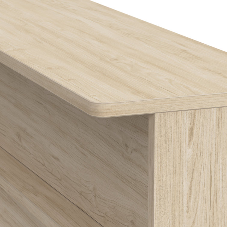 Natural Elm L-Shaped Reception Desk with Raised Shelf