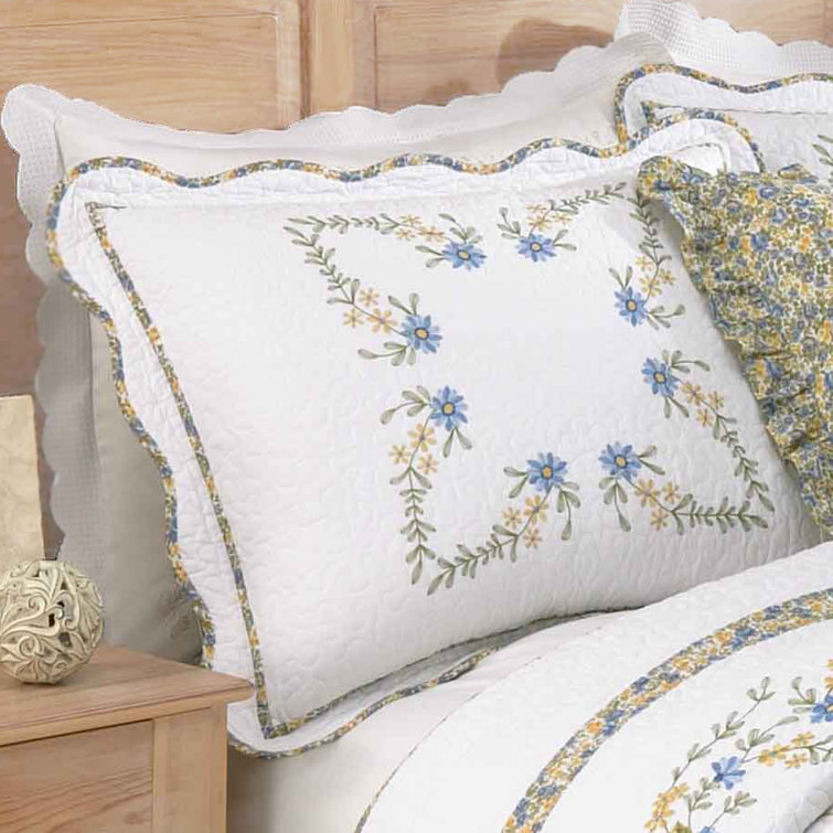 Heather Floral Embroidered Cotton Standard Sham