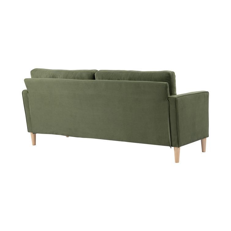 Garren 75.6'' Green Polyester Tufted Sofa with Espresso Wood Legs