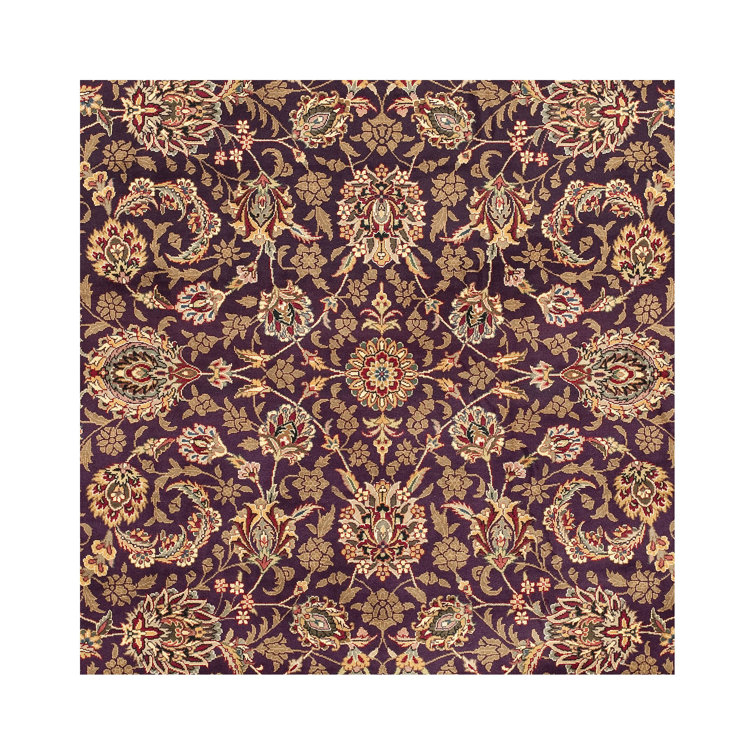 Hand-knotted Purple Wool Traditional Rectangular Rug 5' x 7'
