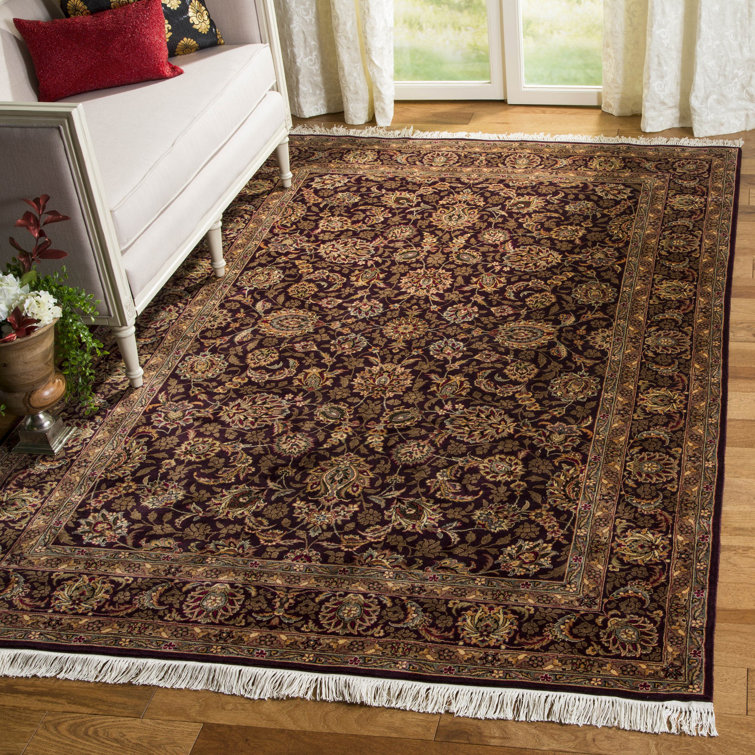 Hand-knotted Purple Wool Traditional Rectangular Rug 5' x 7'