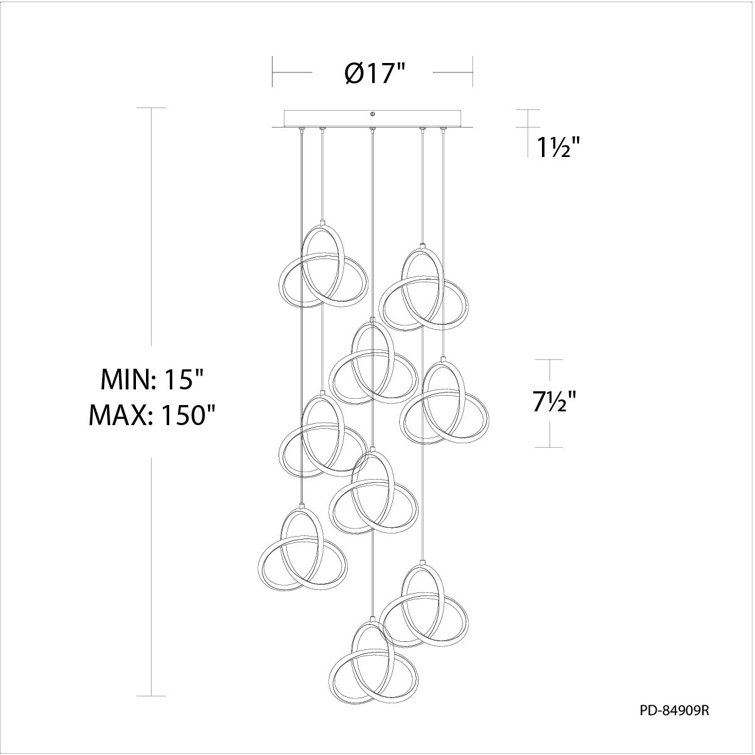 Chrome 9-Light LED Pendant with Composite Diffusers