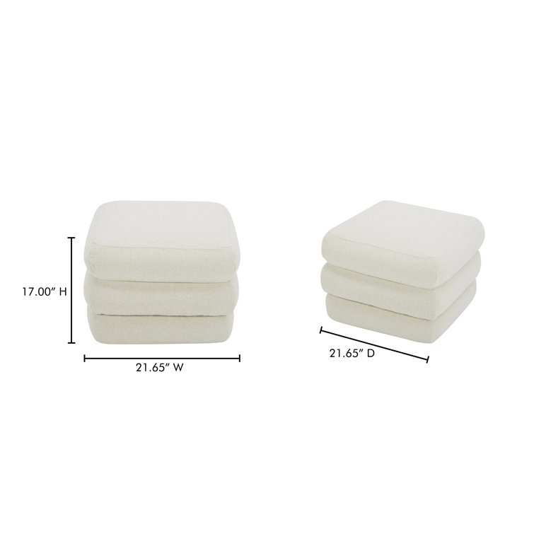 Donia Warm White Solid Wood Upholstered Accent Stool