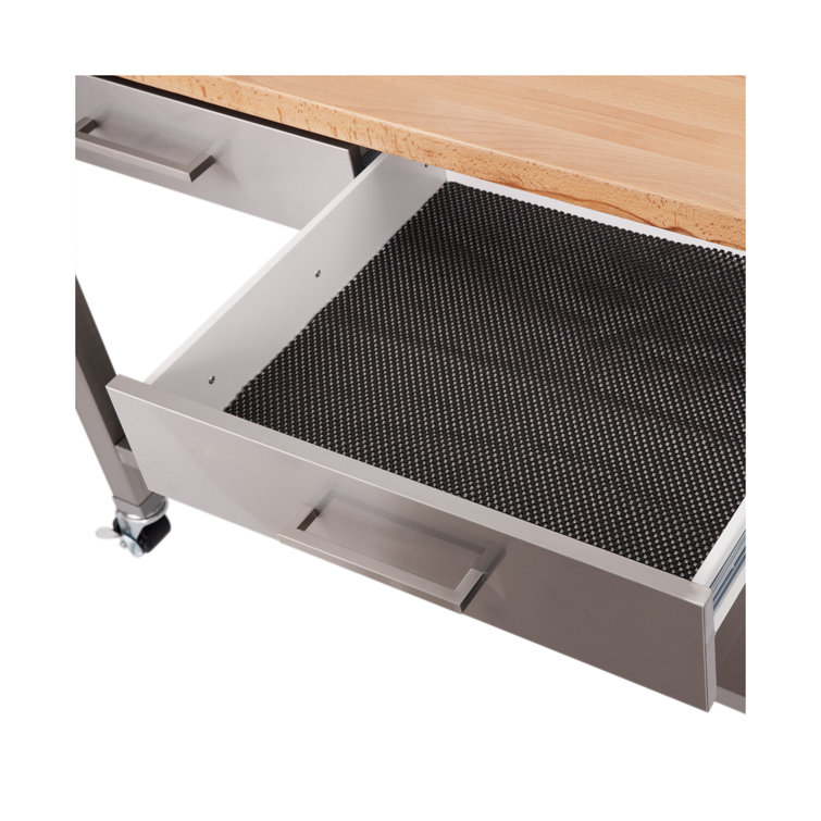 48'' Stainless Steel Kitchen Cart with Solid Wood Top