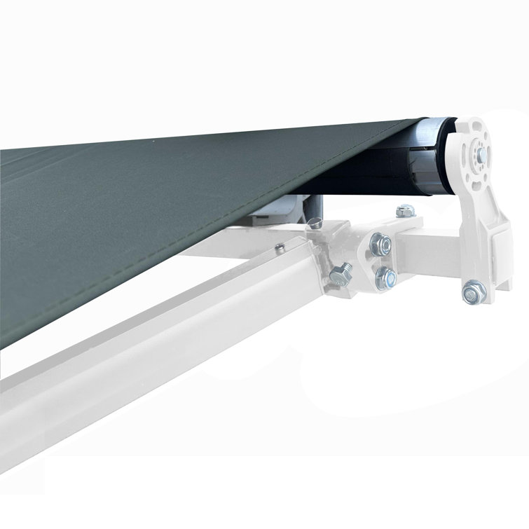 Forest Green Manual Retractable Patio Awning with White Frame