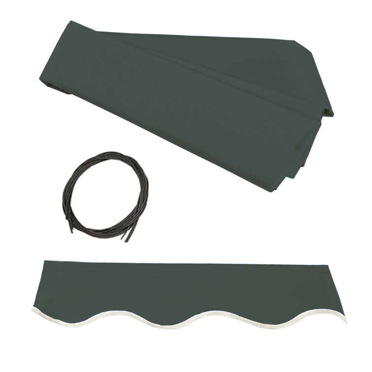 Forest Green Manual Retractable Patio Awning with White Frame