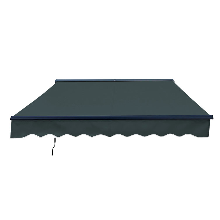 Forest Green Motorized Retractable Patio Awning with LED Lights