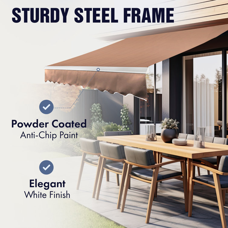 Silver Gray Motorized Retractable Patio Awning 10 x 8 ft