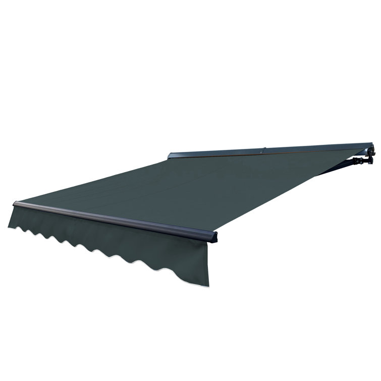 Motorized Silver Gray Patio Awning with LED Lights