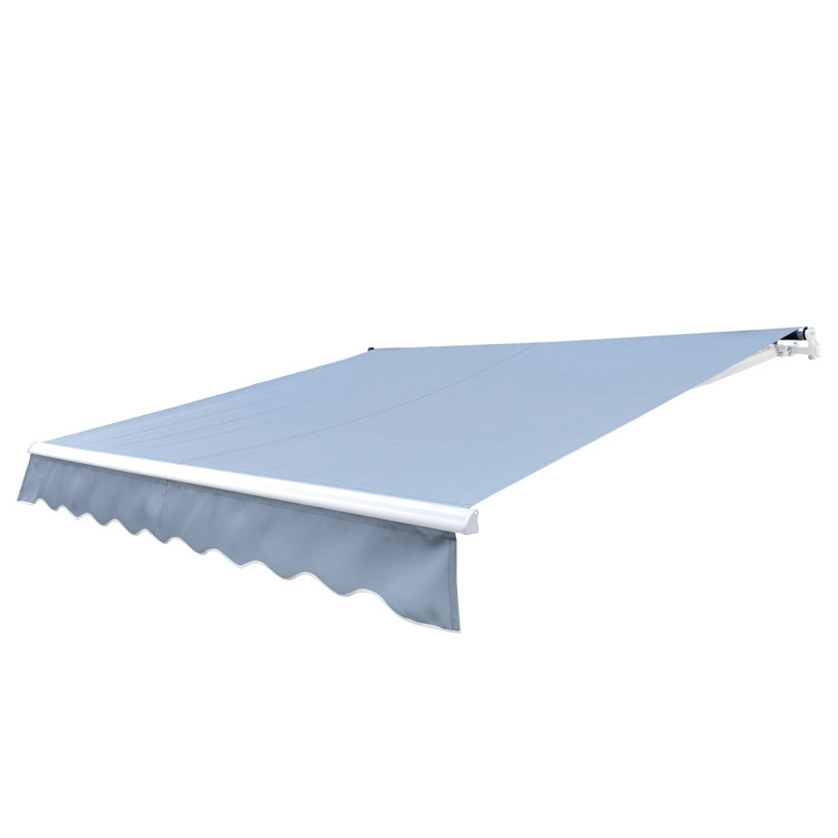 Silver Gray 13 x 10 ft Retractable Patio Awning with White Aluminum Frame