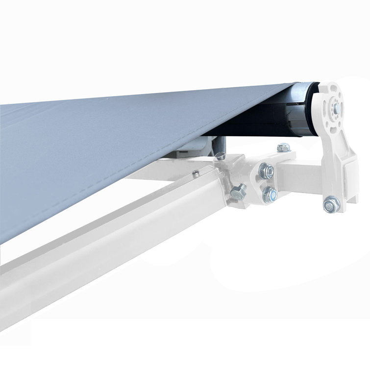 Silver Gray 13 x 10 ft Retractable Patio Awning with White Aluminum Frame