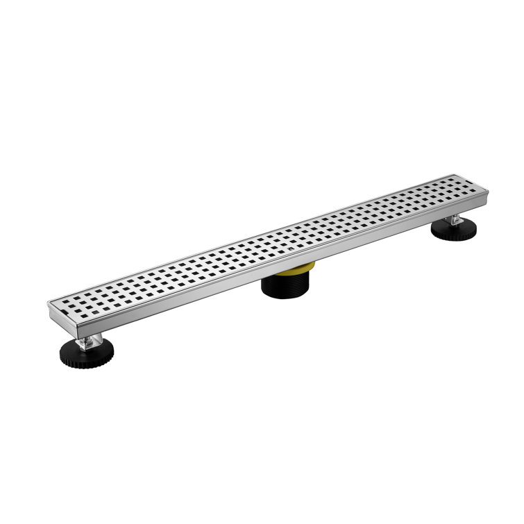 Stainless Steel 24" Linear Shower Drain with Square Pattern Cover