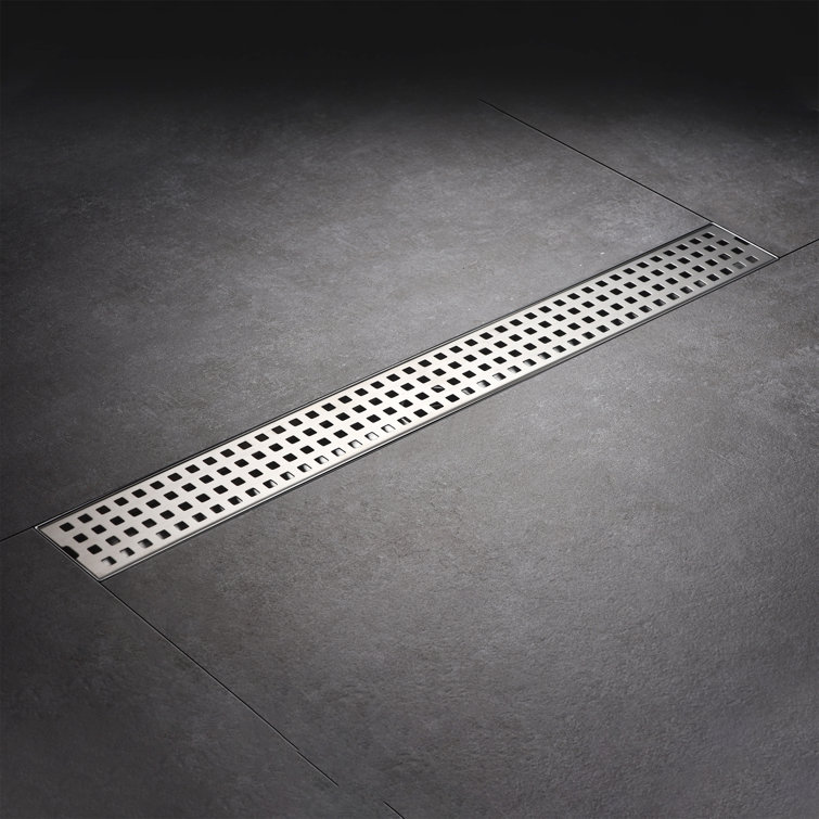 Stainless Steel 24" Linear Shower Drain with Square Pattern Cover