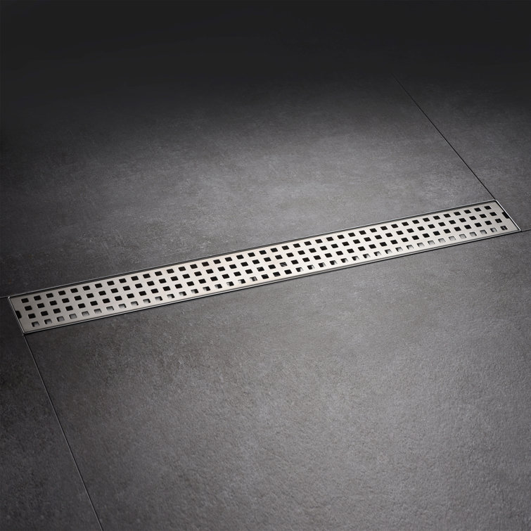 Stainless Steel 24" Linear Shower Drain with Square Pattern Cover