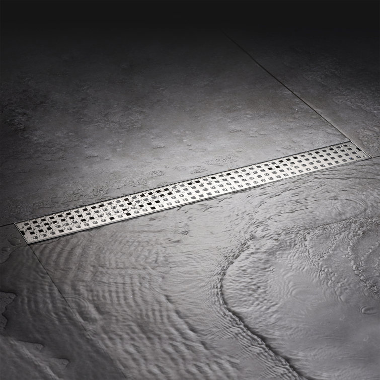 Stainless Steel 24" Linear Shower Drain with Square Pattern Cover