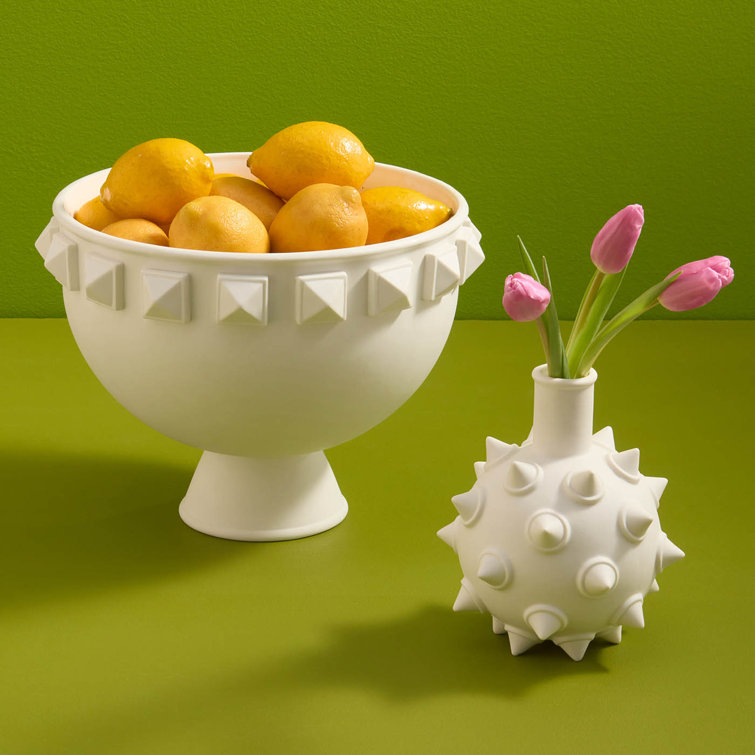 Jonathan Adler Round White Porcelain Decorative Bowl