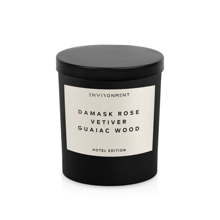 8oz Black Soy Candle with Damask Rose and Vetiver