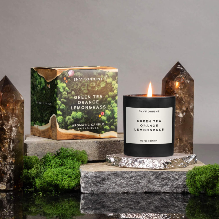 8oz Black Soy Candle with Green Tea, Orange, and Lemongrass Scents