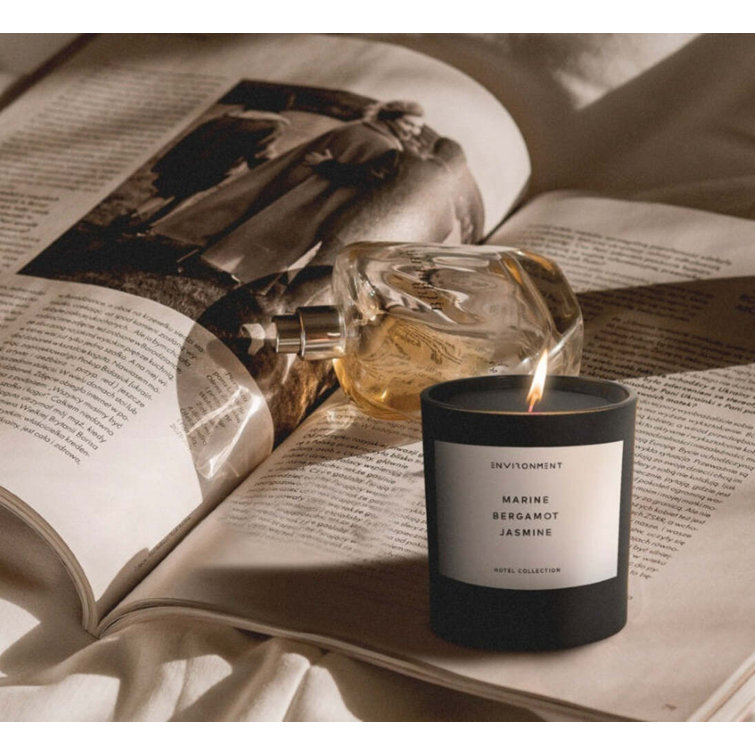 8oz Black Soy Candle with Marine, Bergamot, and Jasmine Scents