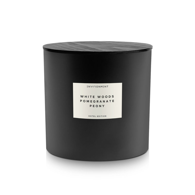 55oz Black Glass Scented Candle with White Woods, Pomegranate, and Peony