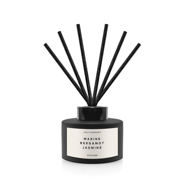 Black Ceramic Reed Diffuser with Marine Bergamot Jasmine Scent
