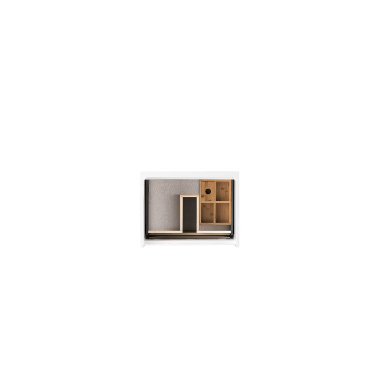 Glossy White and Brass 24" Wall-Mount Single Vanity Cabinet
