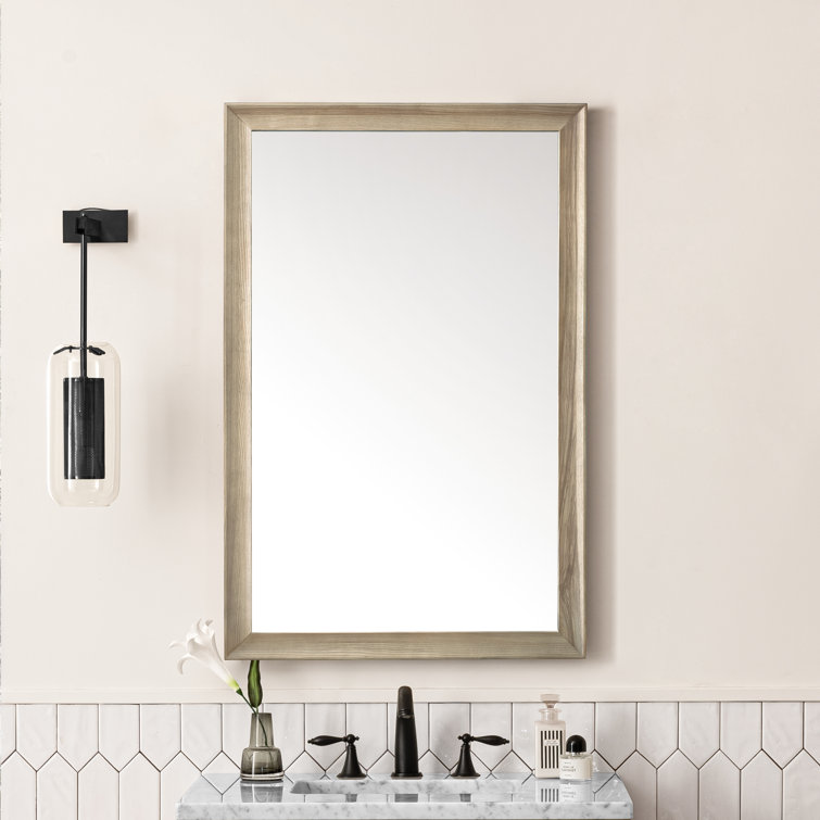 Whitewashed Oak Rectangular Wood Framed Wall Mirror, 40" x 26"