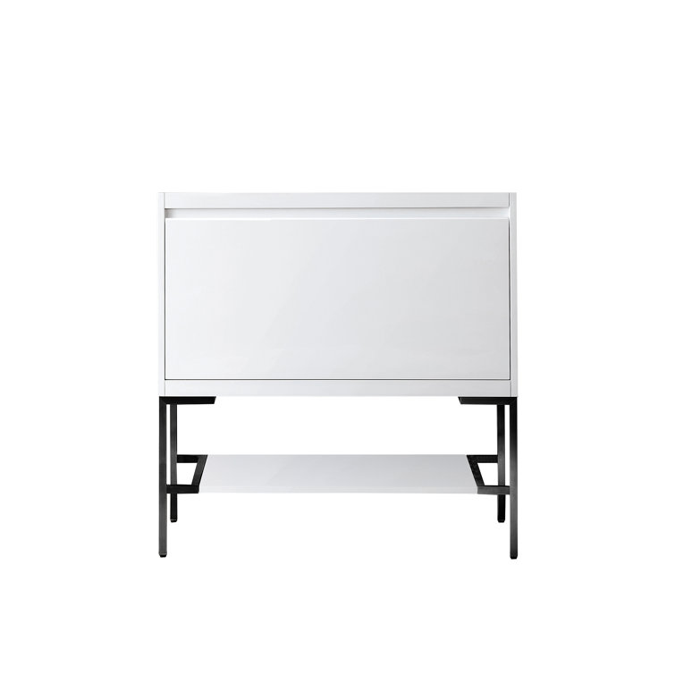 Mantova 36" Walnut and Stainless Steel Single Vanity Base
