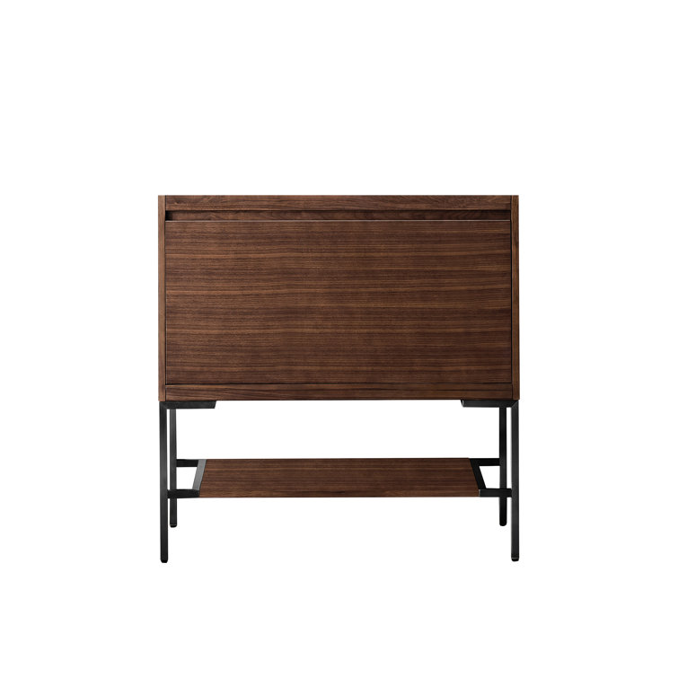Mantova 35.4" Walnut and Black Single Vanity Base