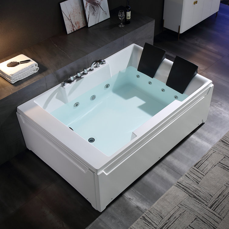 Modern White Acrylic 72'' x 48'' Alcove Whirlpool Bathtub