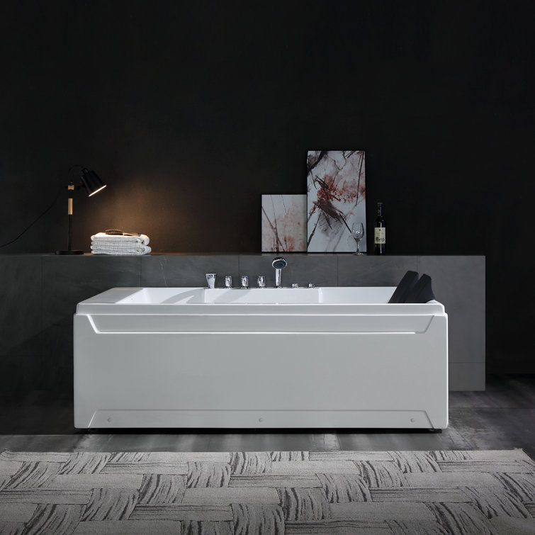 Modern White Acrylic 72'' x 48'' Alcove Whirlpool Bathtub