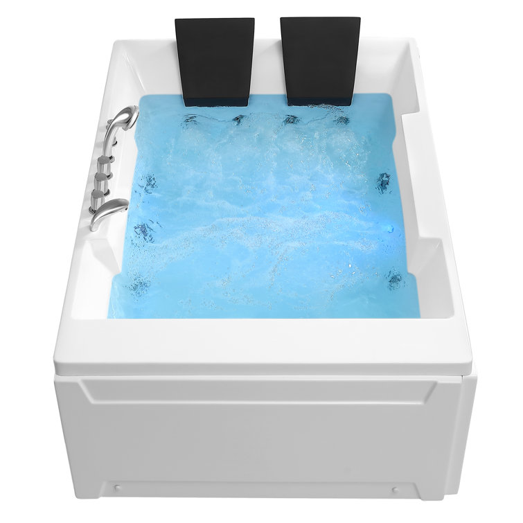 Modern White Acrylic 72'' x 48'' Alcove Whirlpool Bathtub