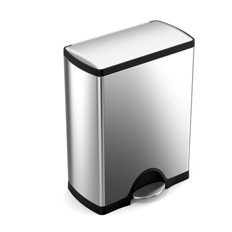 Brushed Stainless Steel 13 Gallon Rectangular Step Trash Can
