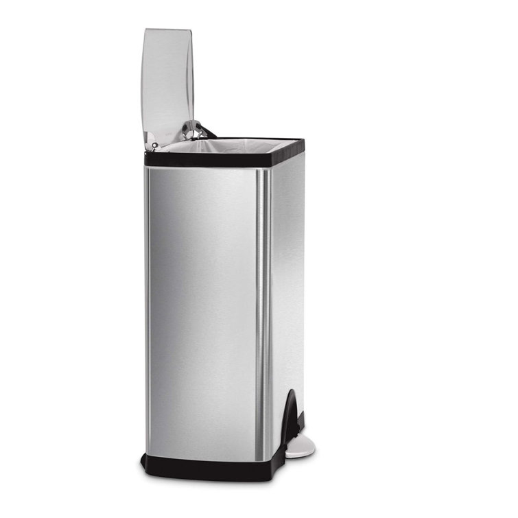 Brushed Stainless Steel 13 Gallon Rectangular Step Trash Can