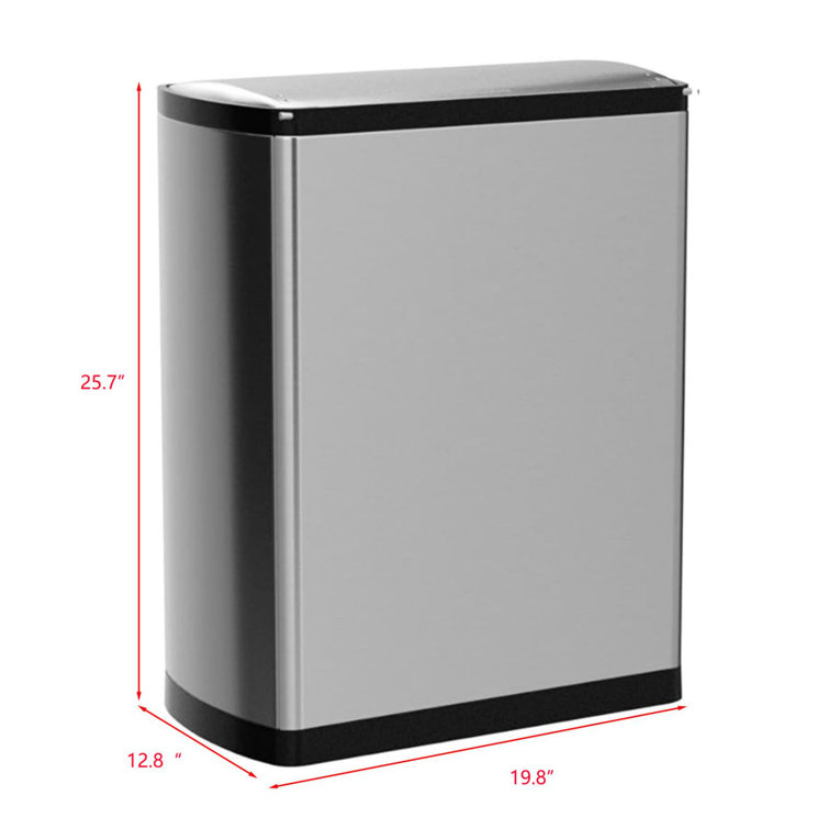 Brushed Stainless Steel 13 Gallon Rectangular Step Trash Can
