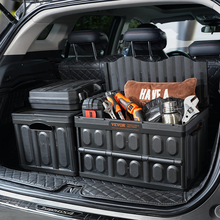 VEVOR 45L Black Collapsible Stackable Plastic Storage Crates