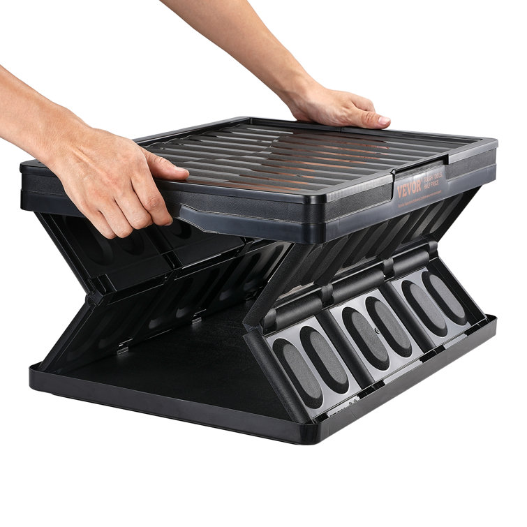 VEVOR 45L Black Collapsible Stackable Plastic Storage Crates
