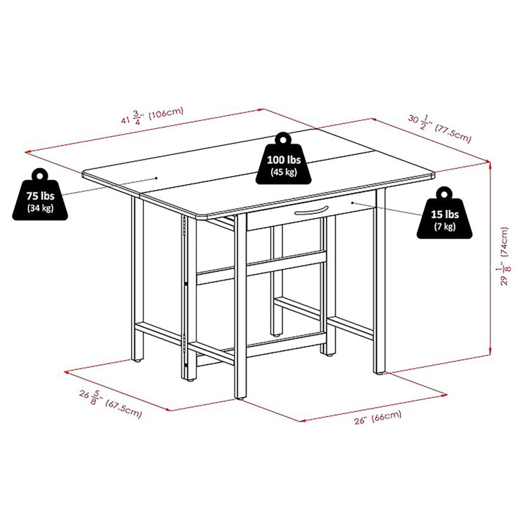 Walnut 41.73'' Extendable Solid Wood Dining Table