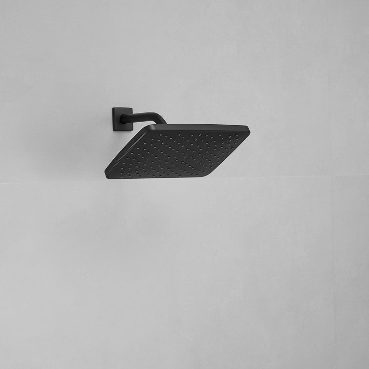 Matte Black Square Rainfall Shower Faucet Set with Valve