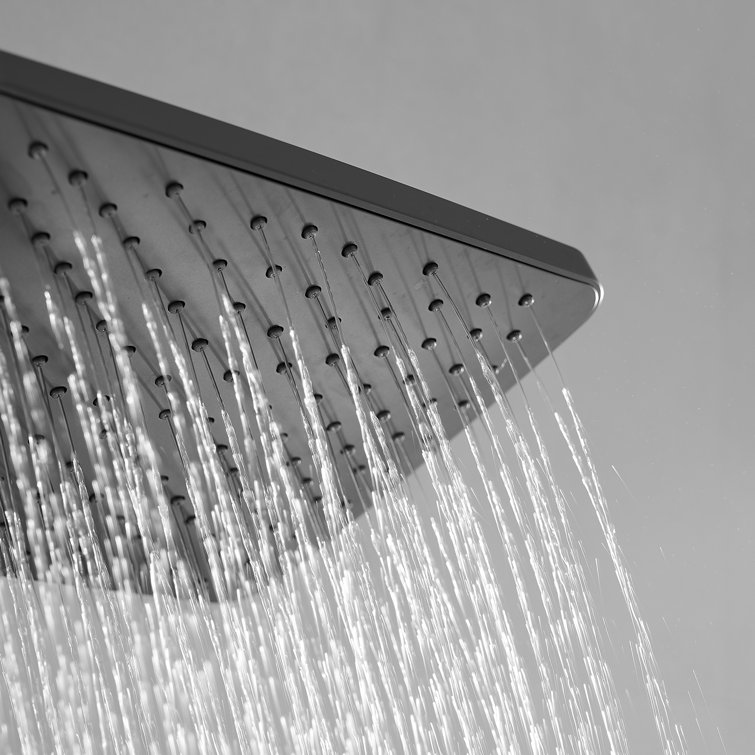 Matte Black Square Rainfall Shower Faucet Set with Valve