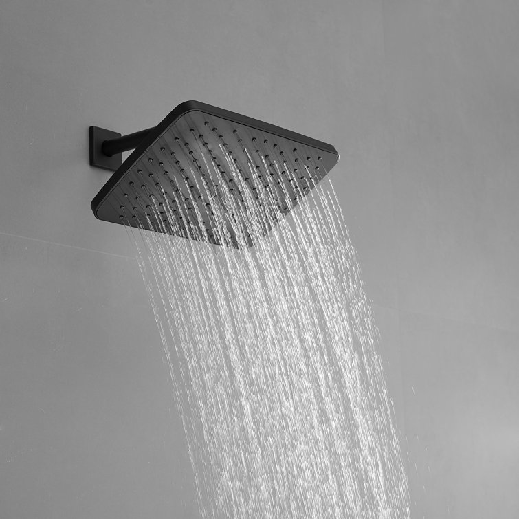 Matte Black Square Rainfall Shower Faucet Set with Valve