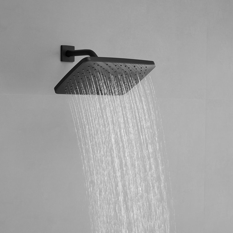 Matte Black Square Rainfall Shower Faucet Set with Valve